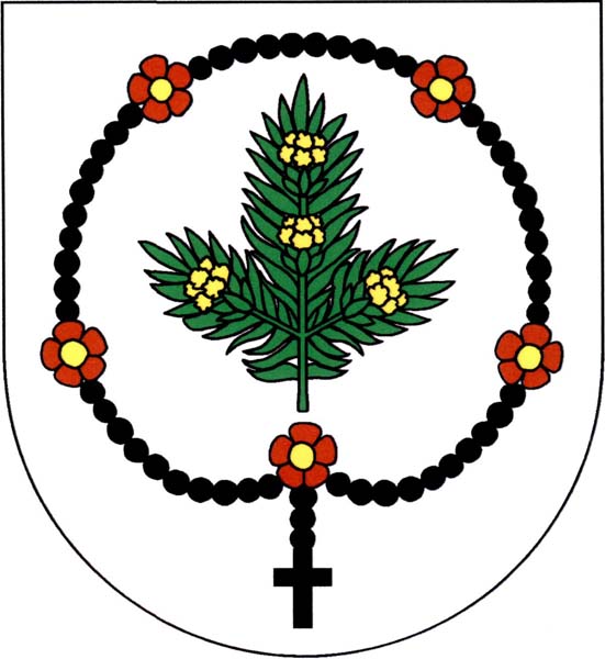 Розарий на гербе посёлка Мнишек